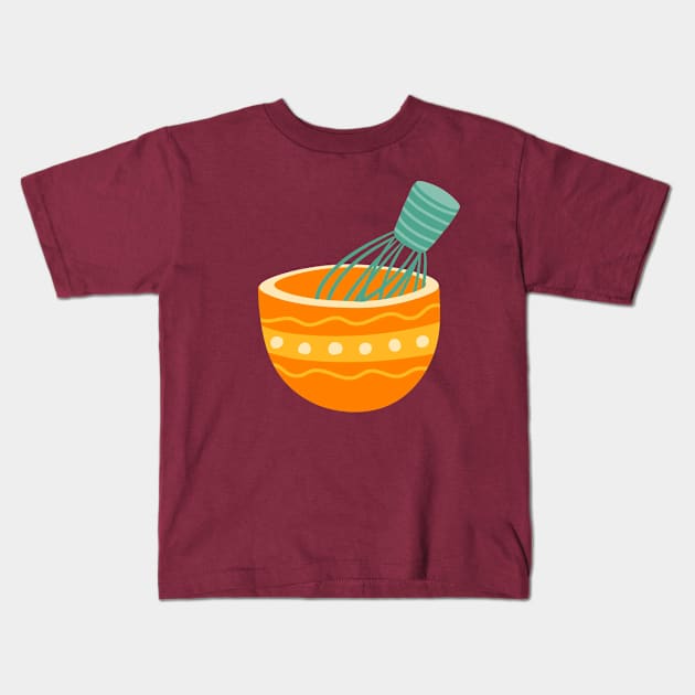 Kitchen Joy: Colorful Bowl Kids T-Shirt by Pieartscreation